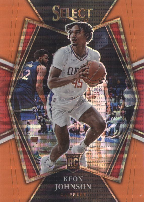 Keon Johnson 2021 Select #115 Premier Level FOTL Neon Orange Pulsar /15 Rookie SGC 10