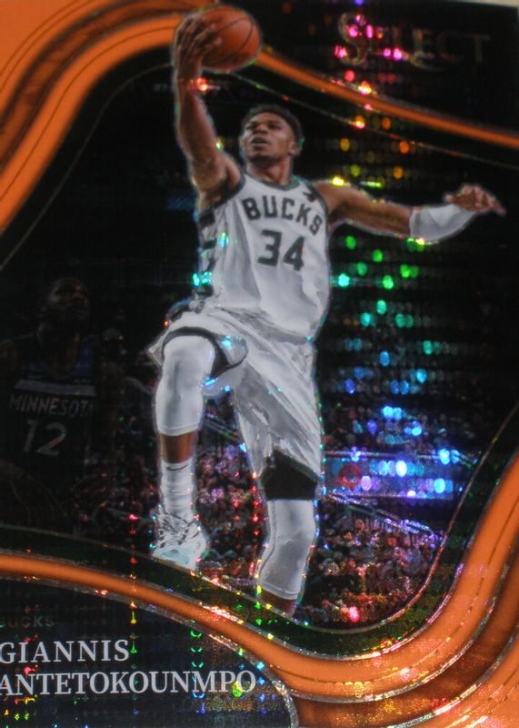 Giannis Antetokounmpo 2021 Select #292 Courtside FOTL Neon Orange Pulsar /15 PSA 10