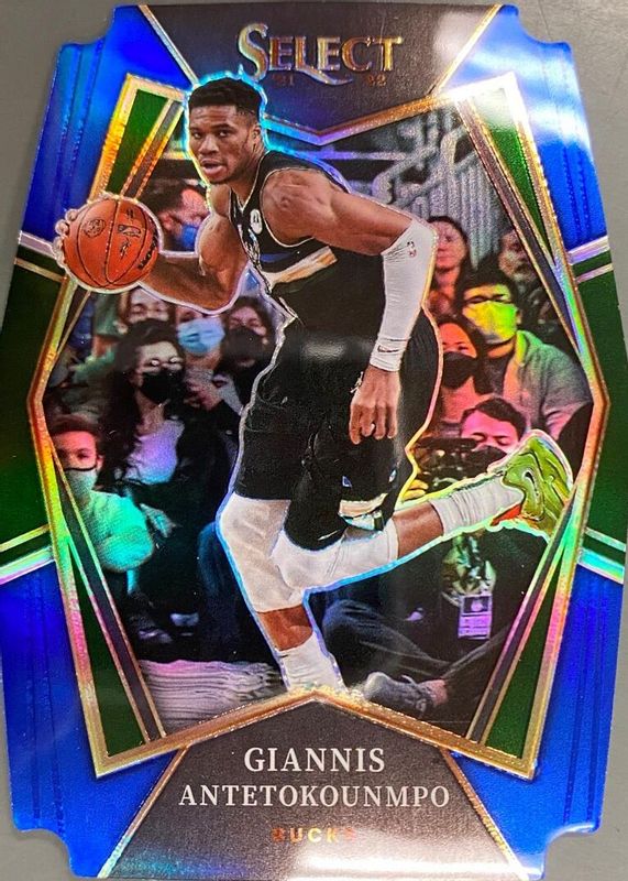 Giannis Antetokounmpo 2021 Select #140 Premier Level Blue Prizm RAW