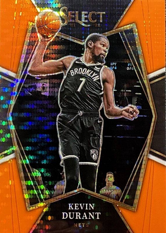 Kevin Durant 2021 Select #135 Premier Level FOTL Neon Orange Pulsar /15 SGC 10