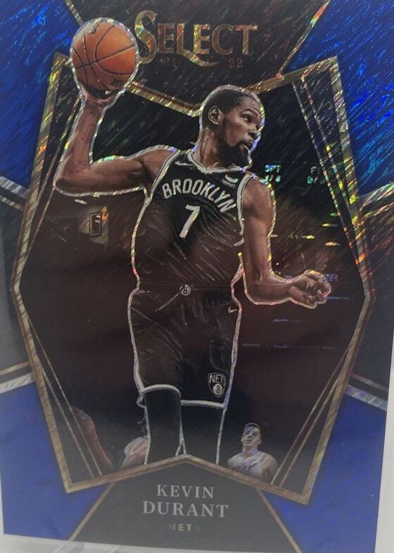 Kevin Durant 2021 Select #135 Premier Level Blue Shimmer PSA 9