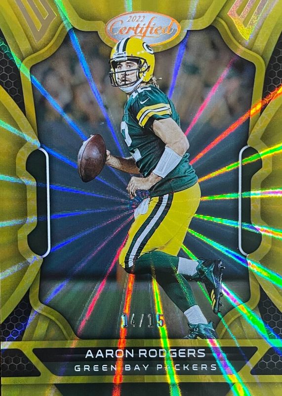 Aaron Rodgers 2022 Certified #36 FOTL Mirror Gold /15 BGS 9