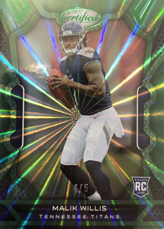 Malik Willis 2022 Certified #103 Mirror Green /5 Rookie SGC 9.5