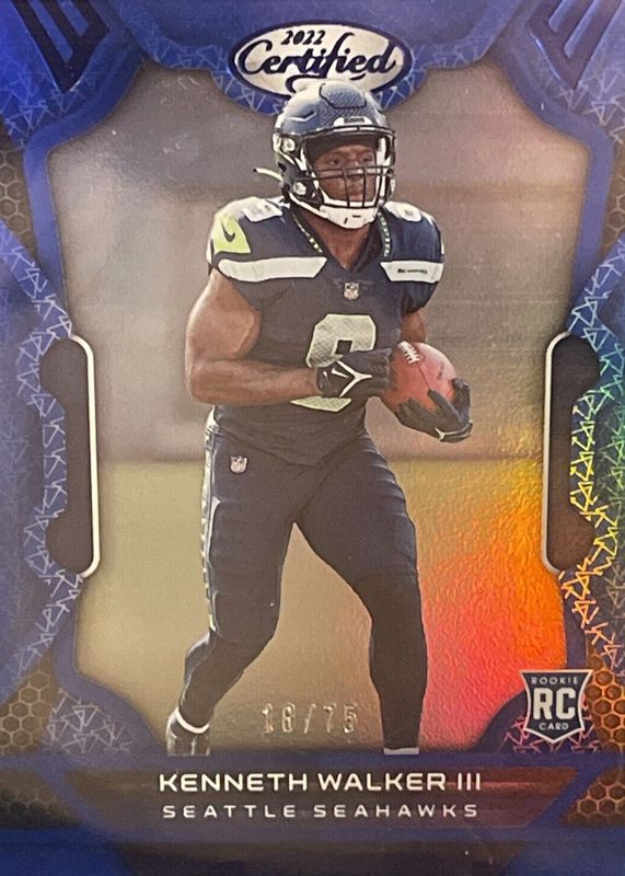 Kenneth Walker III 2022 Certified #108 Mirror Blue /75 Rookie RAW