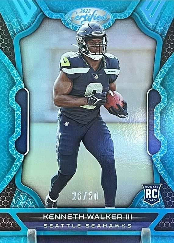 Kenneth Walker III 2022 Certified #108 Mirror Teal /50 Rookie RAW