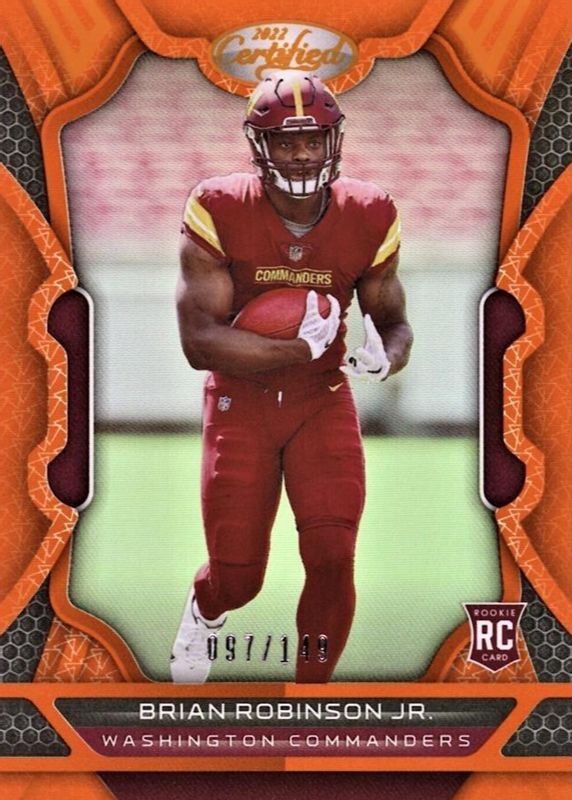 Brian Robinson Jr. 2022 Certified #123 Mirror Orange /149 Rookie SGC 10