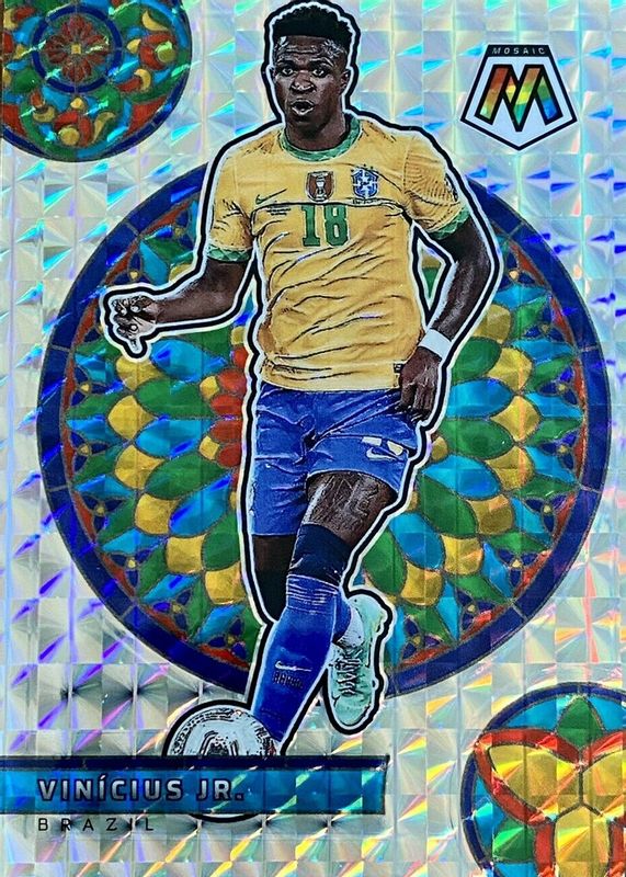 Vinicius Jr. 2021 Mosaic Road to FIFA World Cup #24 Stained Glass /(SSP) PSA 8