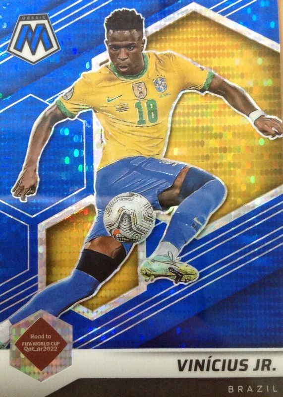 Vinicius Jr. 2021 Mosaic Road to FIFA World Cup #163 Blue Pulsar RAW