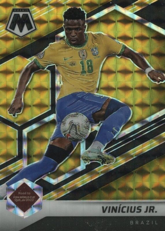 Vinicius Jr. 2021 Mosaic Road to FIFA World Cup #163 Choice Black & Gold /8 SGC 10