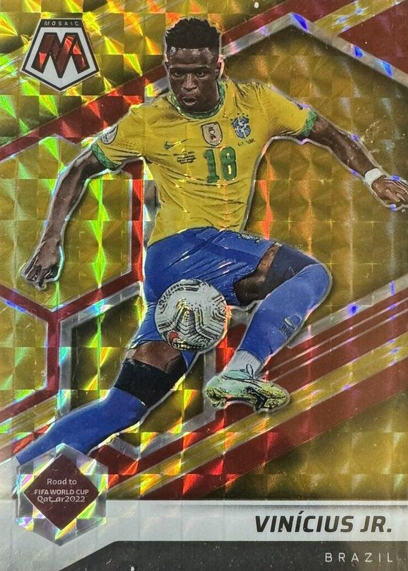 Vinicius Jr. 2021 Mosaic Road to FIFA World Cup #163 Choice Red & Gold /88 PSA 9