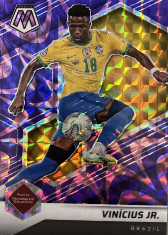 Vinicius Jr. 2021 Mosaic Road to FIFA World Cup #163 Reactive Purple PSA 10