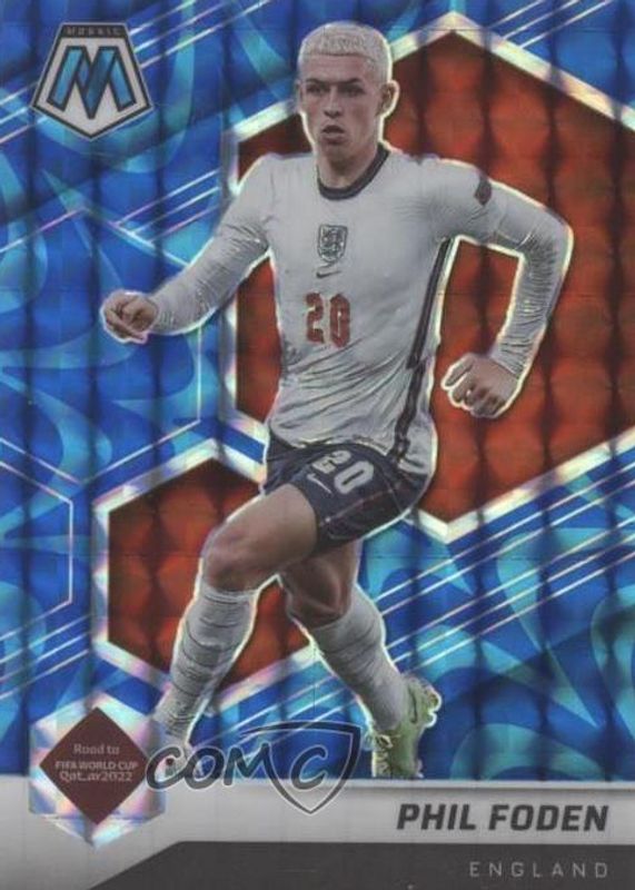 Phil Foden 2021 Mosaic Road to FIFA World Cup #39 Reactive Blue RAW