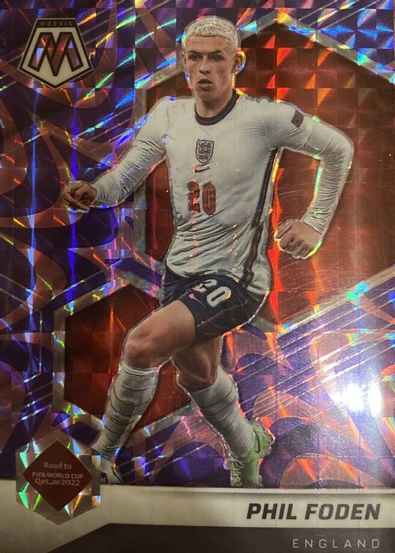 Phil Foden 2021 Mosaic Road to FIFA World Cup #39 Reactive Purple PSA 10