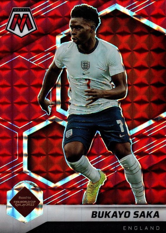 Bukayo Saka 2021 Mosaic Road to FIFA World Cup #40 Red RAW