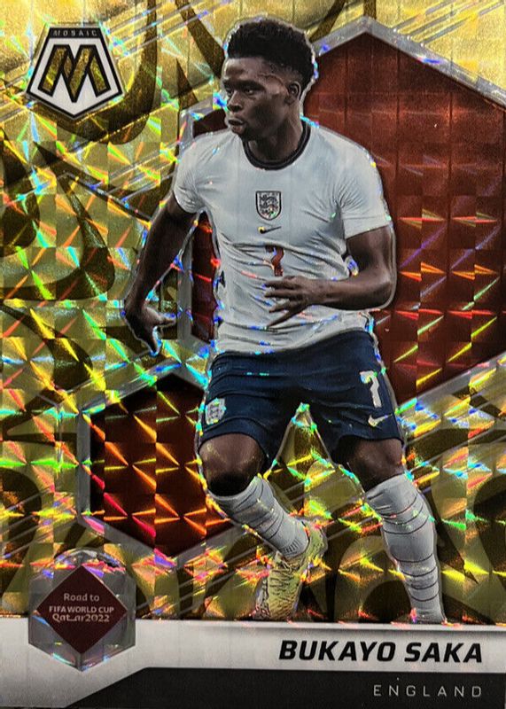 Bukayo Saka 2021 Mosaic Road to FIFA World Cup #40 Reactive Gold RAW