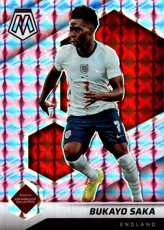 Bukayo Saka 2021 Mosaic Road to FIFA World Cup #40 Purple /49 RAW