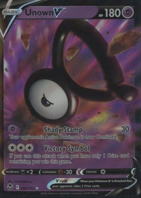 unown v pokemon card price & Vstar 065/195- Silver Tempest - Ultra Rare Lot 30 Retreat Cost Unown [J] 038 WoTC Promo
