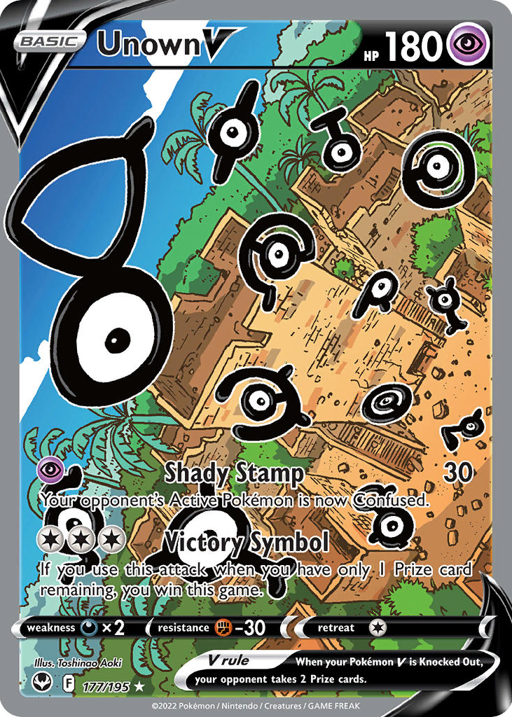 Unown V 2022 Sword & Shield: Silver Tempest #177/195 Holo Unown V 2022 Sword & Shield: Silver Tempest #177/195 Holo