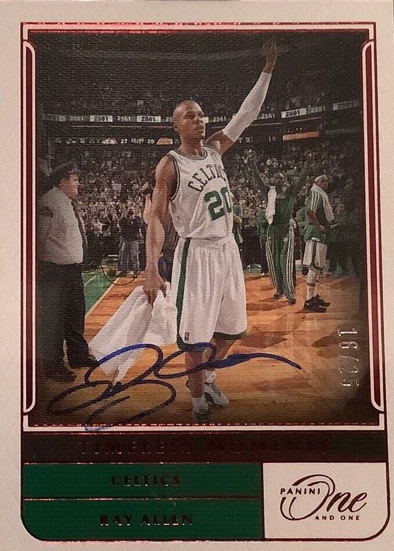 Ray Allen 2021 One and One #TM-RAL Timeless Moments Autographs - Red /25 PSA 10