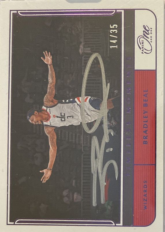 Bradley Beal 2021 One and One #TM-BBL Timeless Moments Autographs - Purple /35 SGC 10