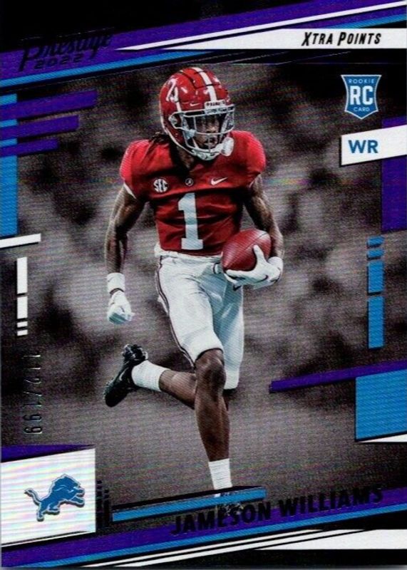 Jameson Williams 2022 Prestige #307 Xtra Points Premium Purple /199 Rookie RAW