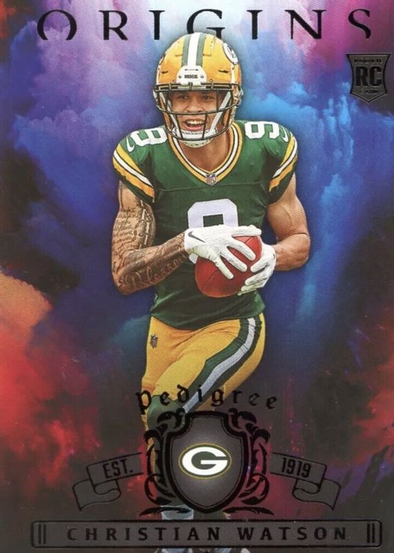 Christian Watson 2022 Origins #PED-25 Pedigree /(SSP) Rookie RAW