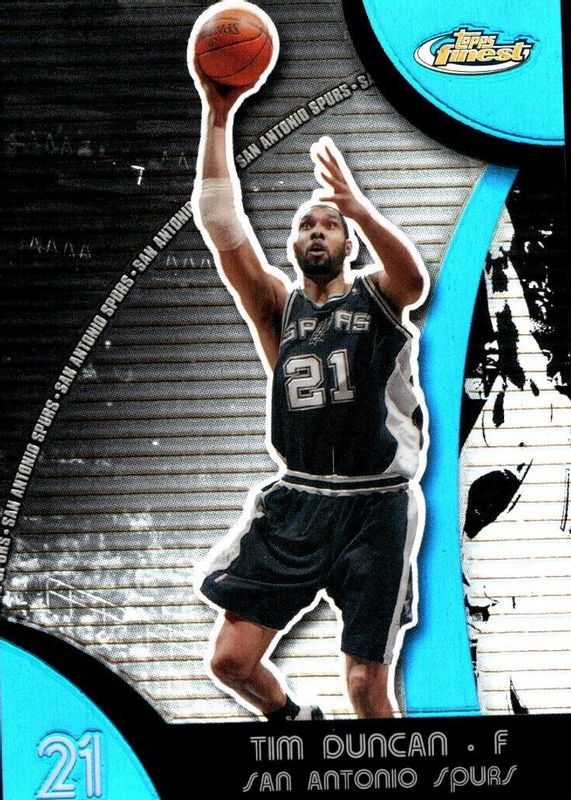 Tim Duncan 2007 Topps Finest #21 Blue Refractor /199 SGC 9