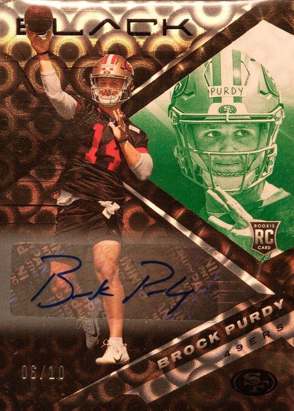 Brock Purdy 2022 Black #200 Rookie Autographs - Emerald (/10) Rookie SGC 9.5