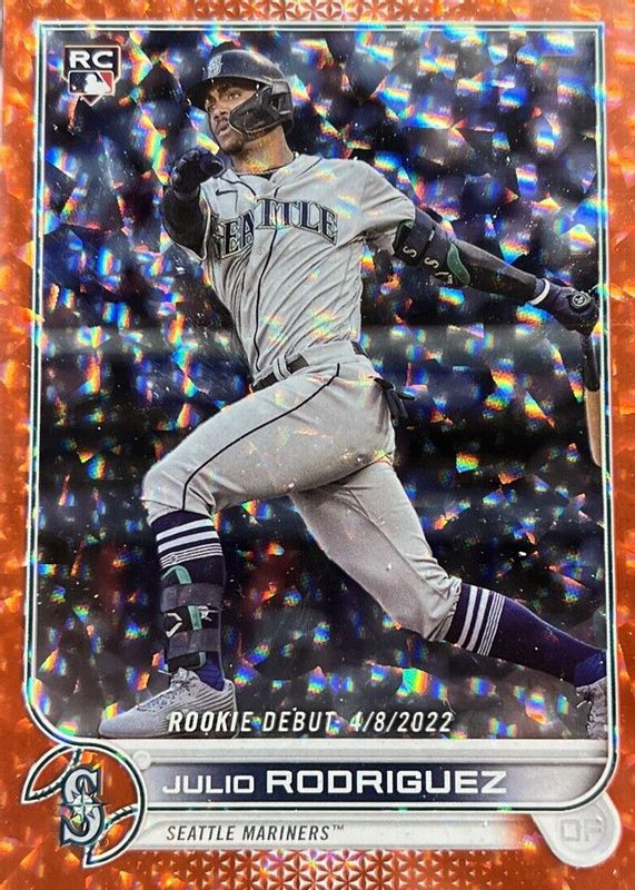 Julio Rodriguez 2022 Topps Update #US97 Rookie Debut - Orange Foil /299 Rookie SGC 9