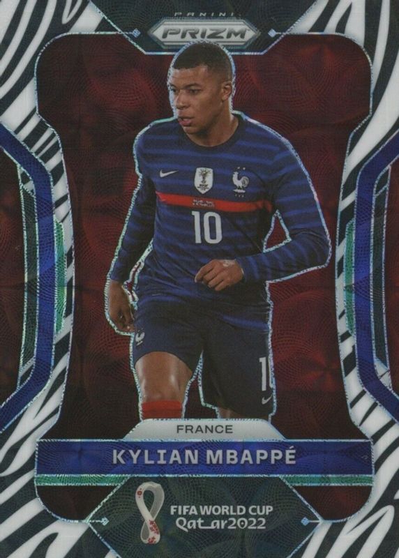 Kylian Mbappe 2022 Prizm World Cup #101 Choice Zebra /(SSP) PSA 8