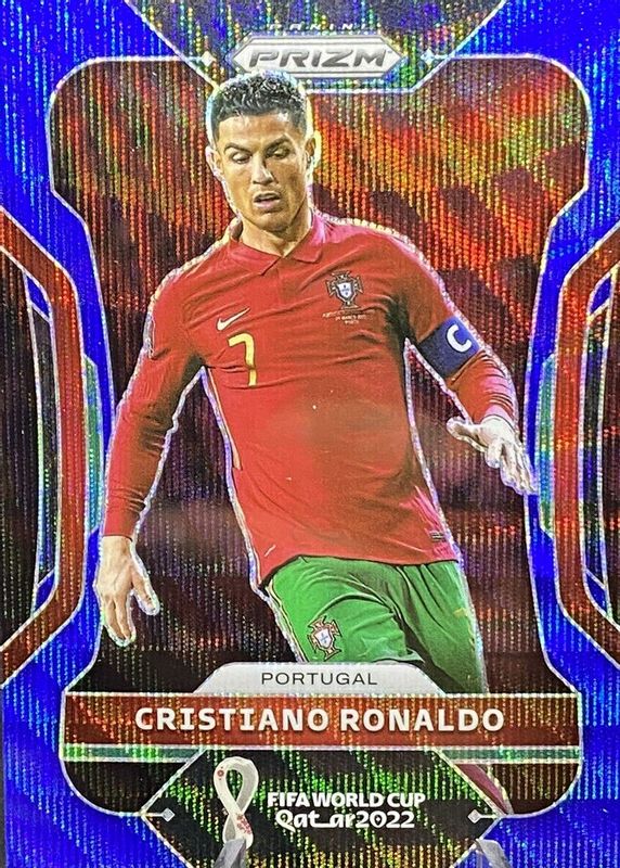 Cristiano Ronaldo 2022 Prizm World Cup #175 Blue Wave /199 PSA 8