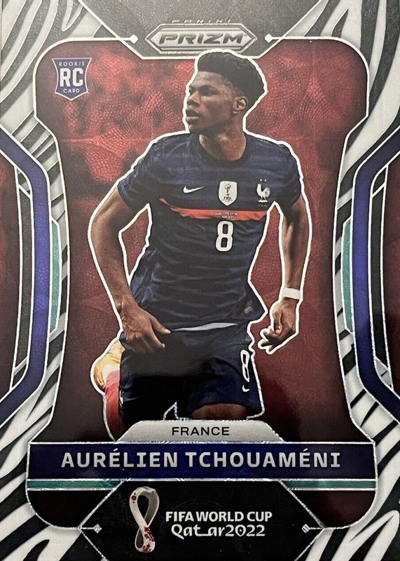 Aurelien Tchouameni 2022 Prizm World Cup #97 Choice Zebra /(SSP) Rookie PSA 10