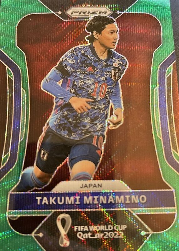 Takumi Minamino 2022 Prizm World Cup #133 Green Wave Rookie SGC 9.5