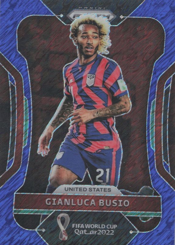 Gianluca Busio 2022 Prizm World Cup #202 Blue Shimmer /5 PSA 9