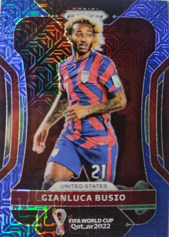 Gianluca Busio 2022 Prizm World Cup #202 Blue Mojo /75 PSA 10