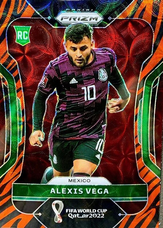 Alexis Vega 2022 Prizm World Cup #142 Choice Tiger Stripe /(SSP) Rookie PSA 10