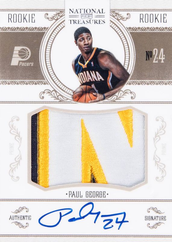 Paul George 2010 National Treasures #210 Rookie Patch Auto /99 Rookie SGC 8