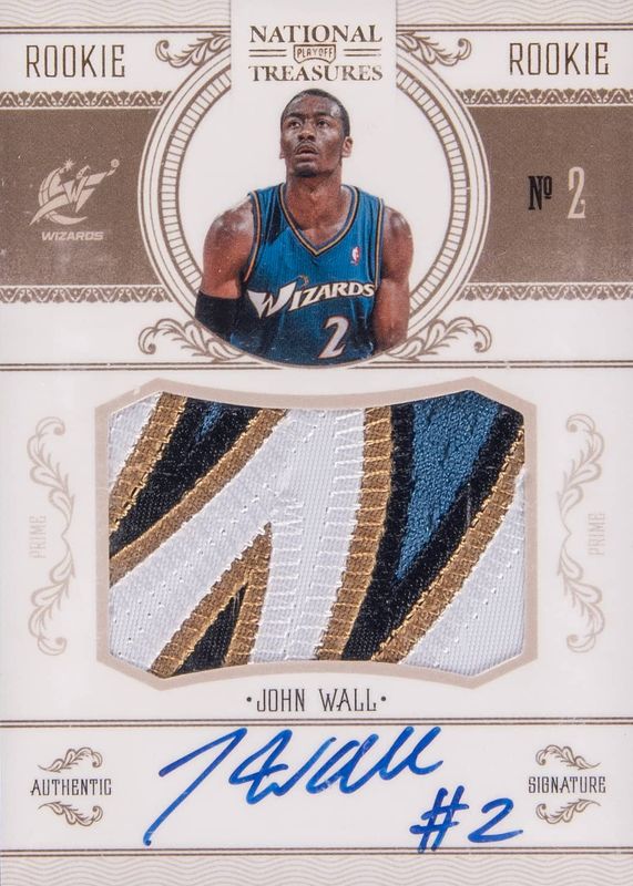 John Wall 2010 National Treasures #201 Rookie Patch Auto - Century Gold /25 PSA 10