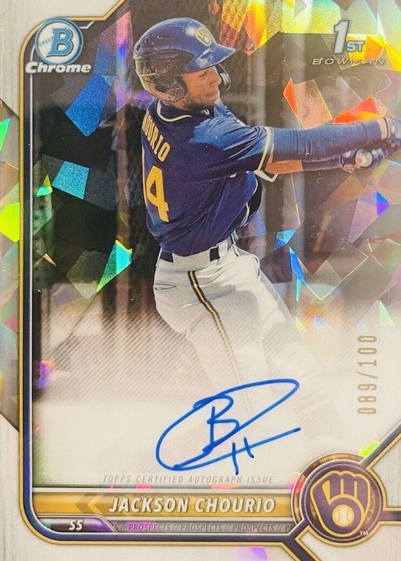 Jackson Chourio 2022 Bowman Chrome #CPA-JCO Prospect Auto - Atomic Refractor /100 (1st) SGC 10