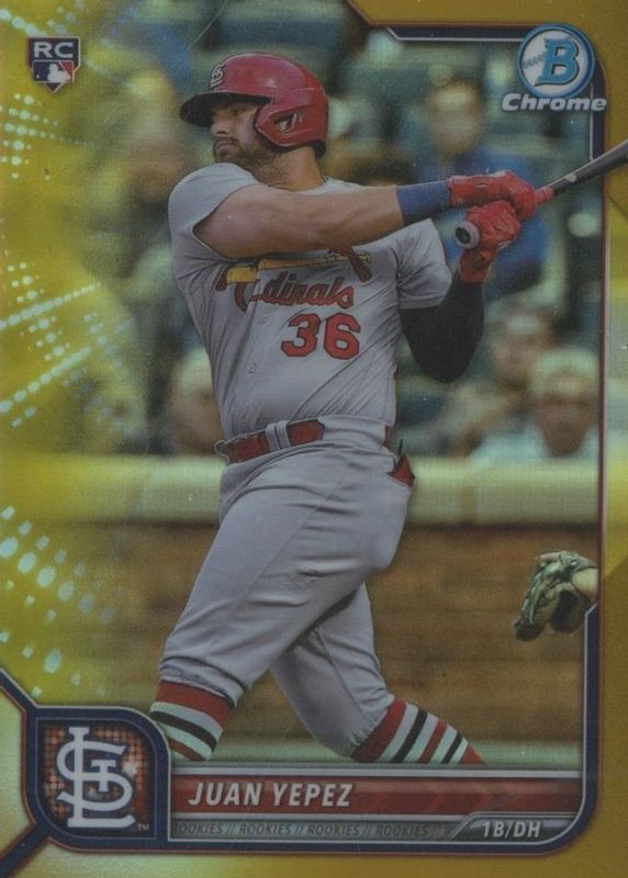 Juan Yepez 2022 Bowman Chrome #26 Gold Refractor /50 Rookie RAW