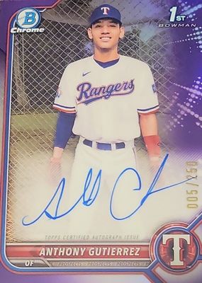 2022 Bowman Chrome #CPA-AG Prospect Auto - Purple Refractor /250 (1st)