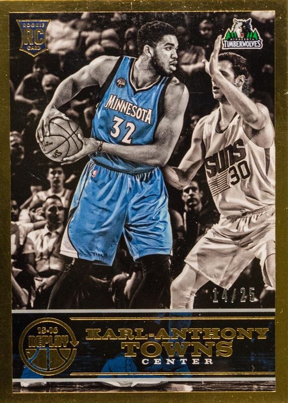 Karl-Anthony Towns 2015 Replay #26 Gold /25 Rookie PSA 10