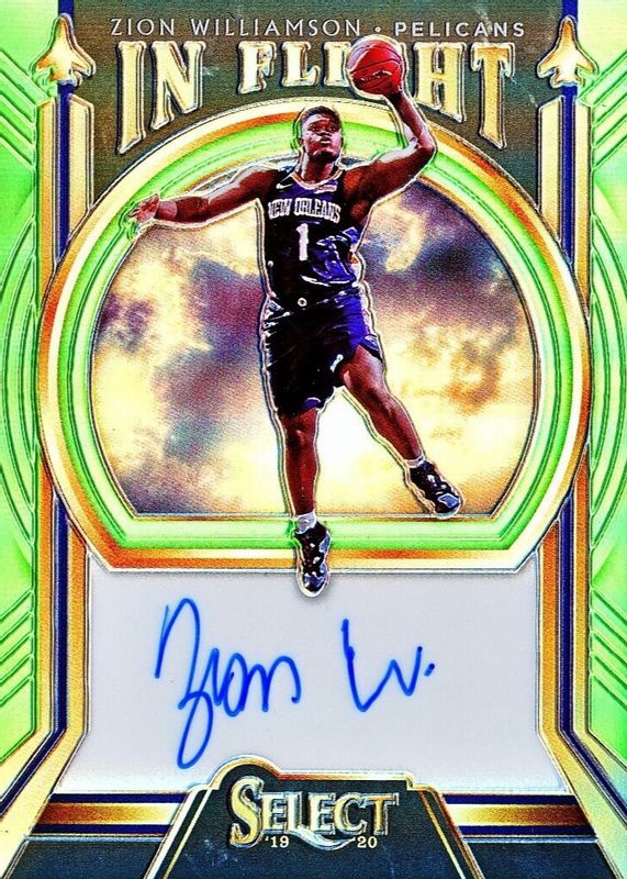 Zion Williamson 2019 Select #IF-ZWL In Flight Signatures - Neon Green (/25) Rookie SGC 8.5