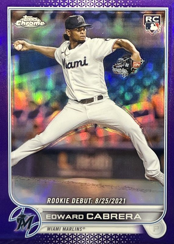 Edward Cabrera 2022 Topps Chrome Update #USC87 Rookie Debut - Purple Refractor Rookie PSA 9