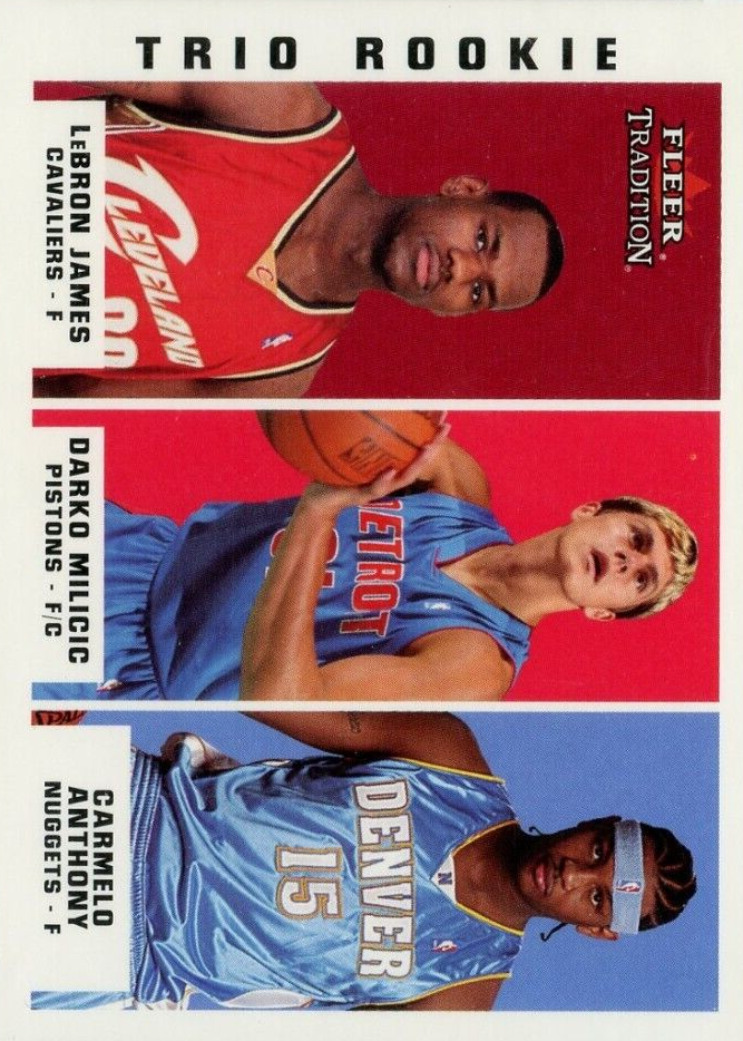 LeBron James 2003 Fleer Tradition #291 Trio Rookie (w/D. Milicic 