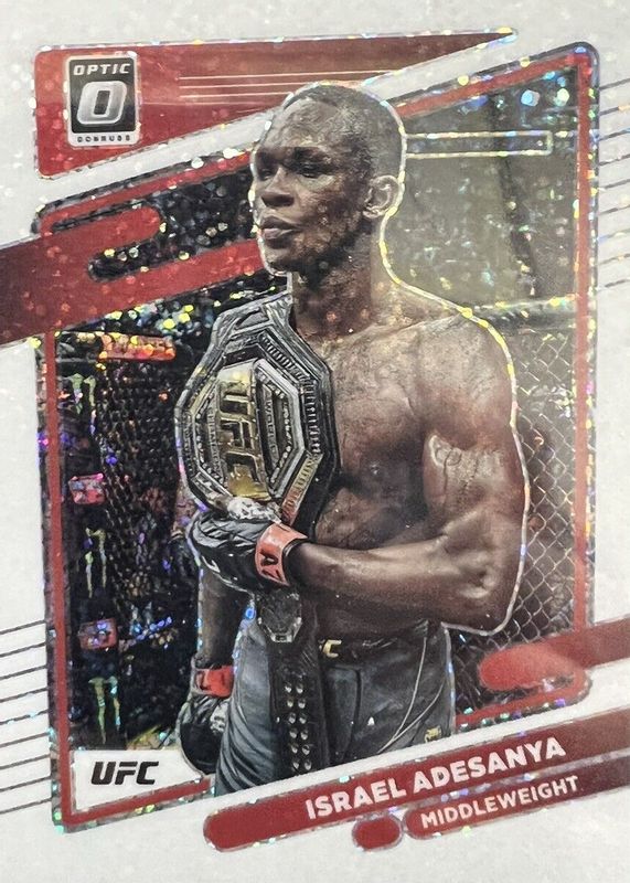 Israel Adesanya 2022 Optic UFC #6 White Sparkle /(SSP) RAW