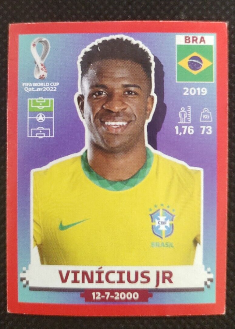 Vinicius Jr. 2022 Panini World Cup Stickers #BRA20 Red (1:26