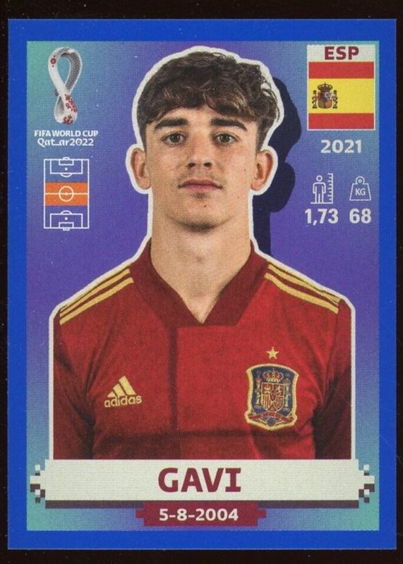 Gavi 2022 Panini World Cup Stickers Blue (1:2) #ESP10 Price Guide