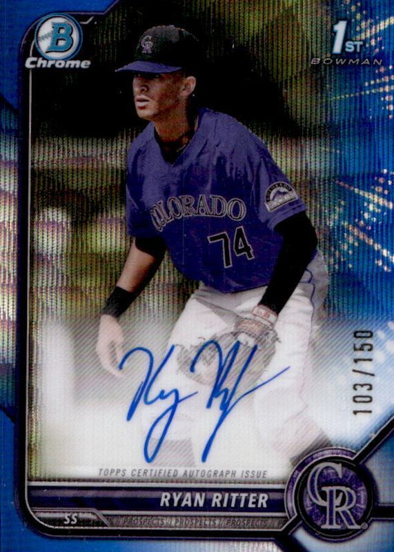 Ryan Ritter 2022 Bowman Draft #CDA-RR Chrome DP Auto - Blue Wave Refractor /150 (1st) SGC 10