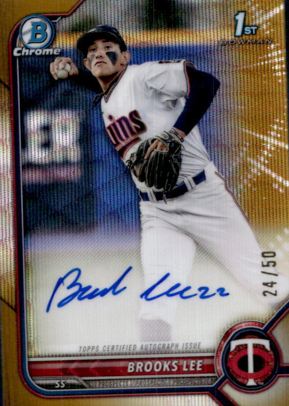 Brooks Lee 2022 Bowman Draft #CDA-BL Chrome DP Auto - Gold Wave 